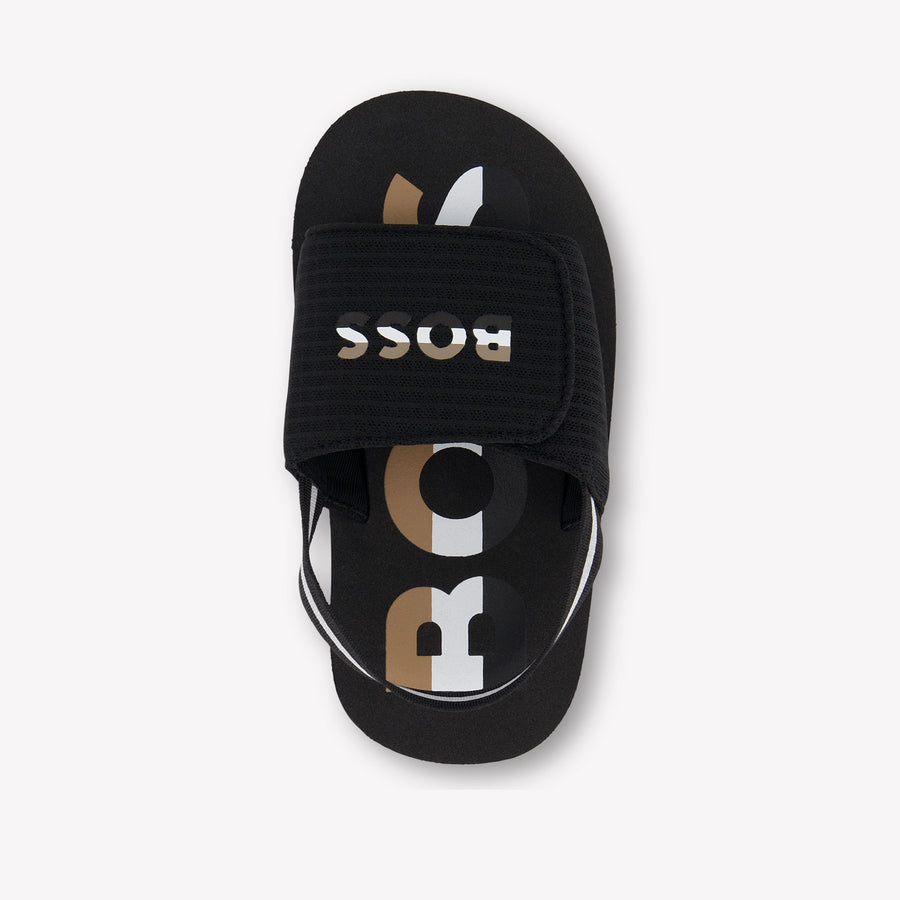 Boss Jongens Slippers In Zwart