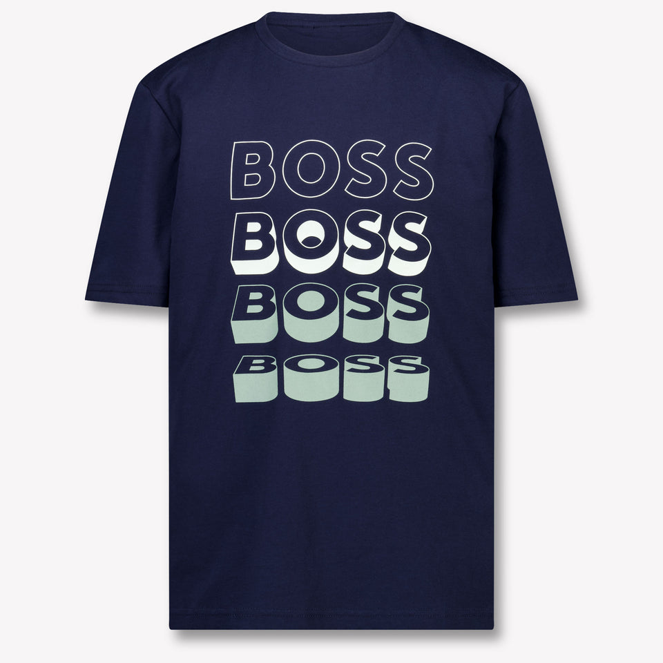 Boss Kinder Jongens T-Shirt In Navy