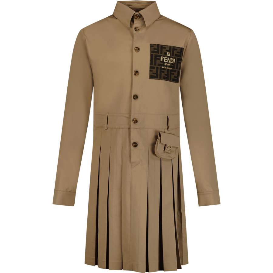Fendi Kinder Meisjes Jurk Beige