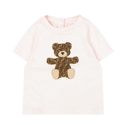 フェンディの女の赤ちゃんTシャツライトピンク