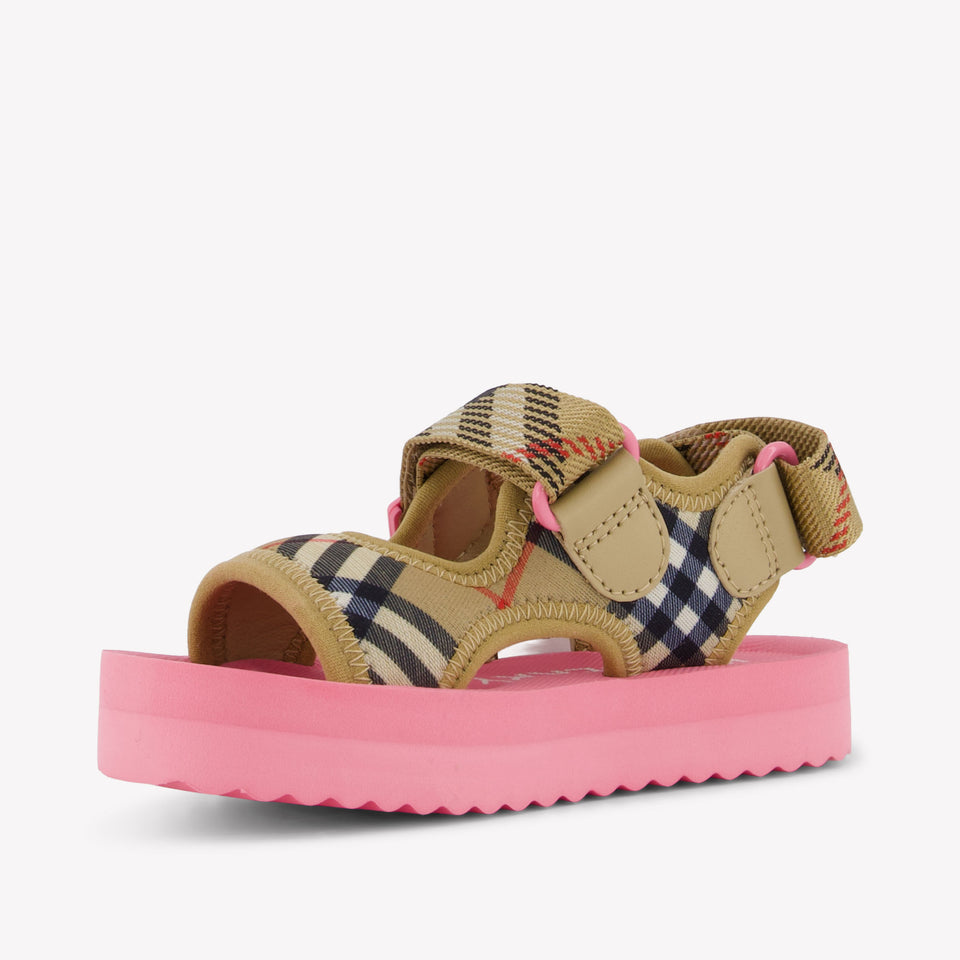 Burberry Lou Girls Sandals In Fluor Pink