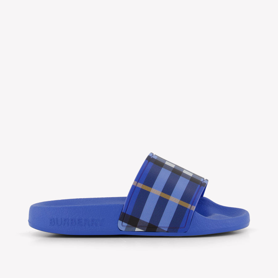 Burberry Furley Boys Slides in Cobalt Blue