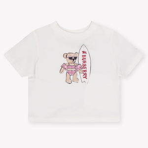 Burberry Cedar Teddy Baby Meisjes T-Shirt In Off White