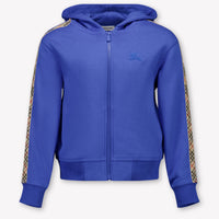 Burberry Clyde Kids Boys Cardigan In Cobalt Blue
