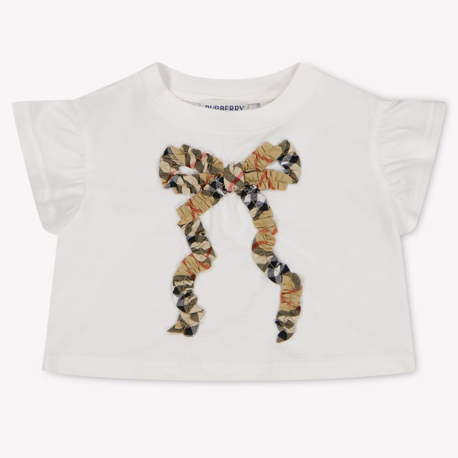 Burberry Roxy Bow Baby Girls T-Shirt in Off-White