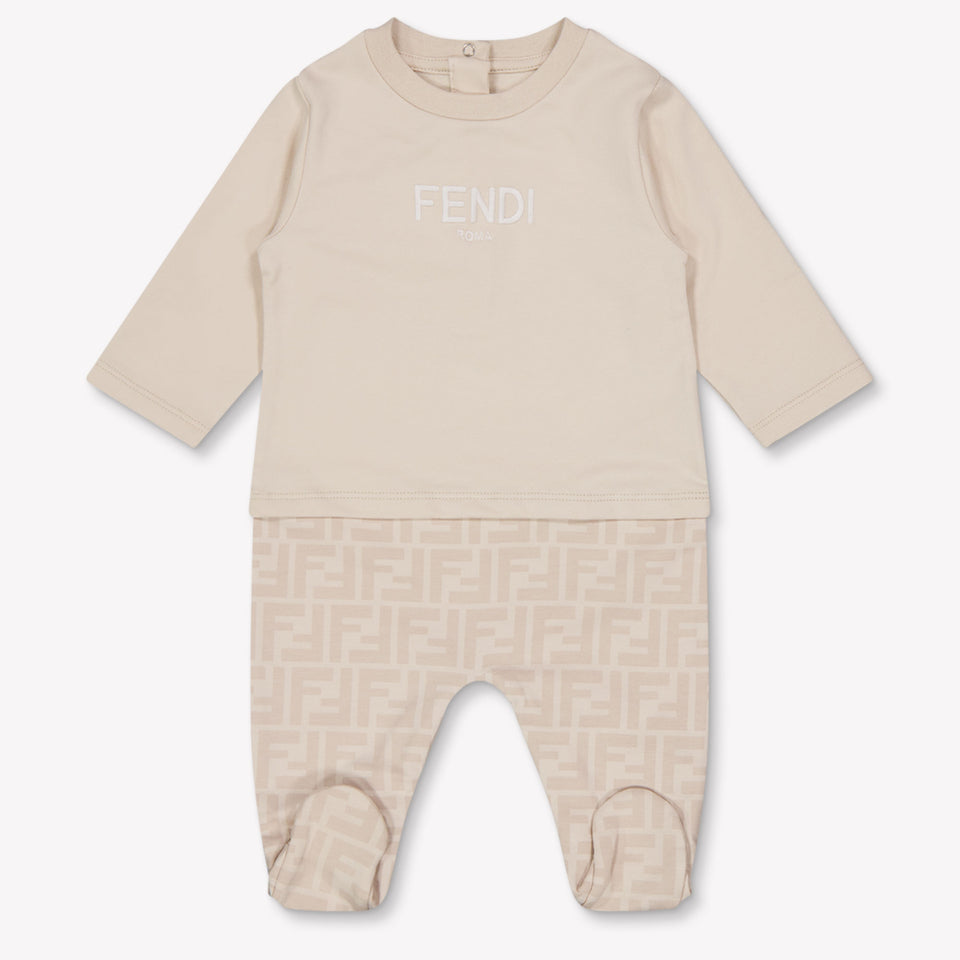 Fendi Baby Unisex Playsuit In Beige