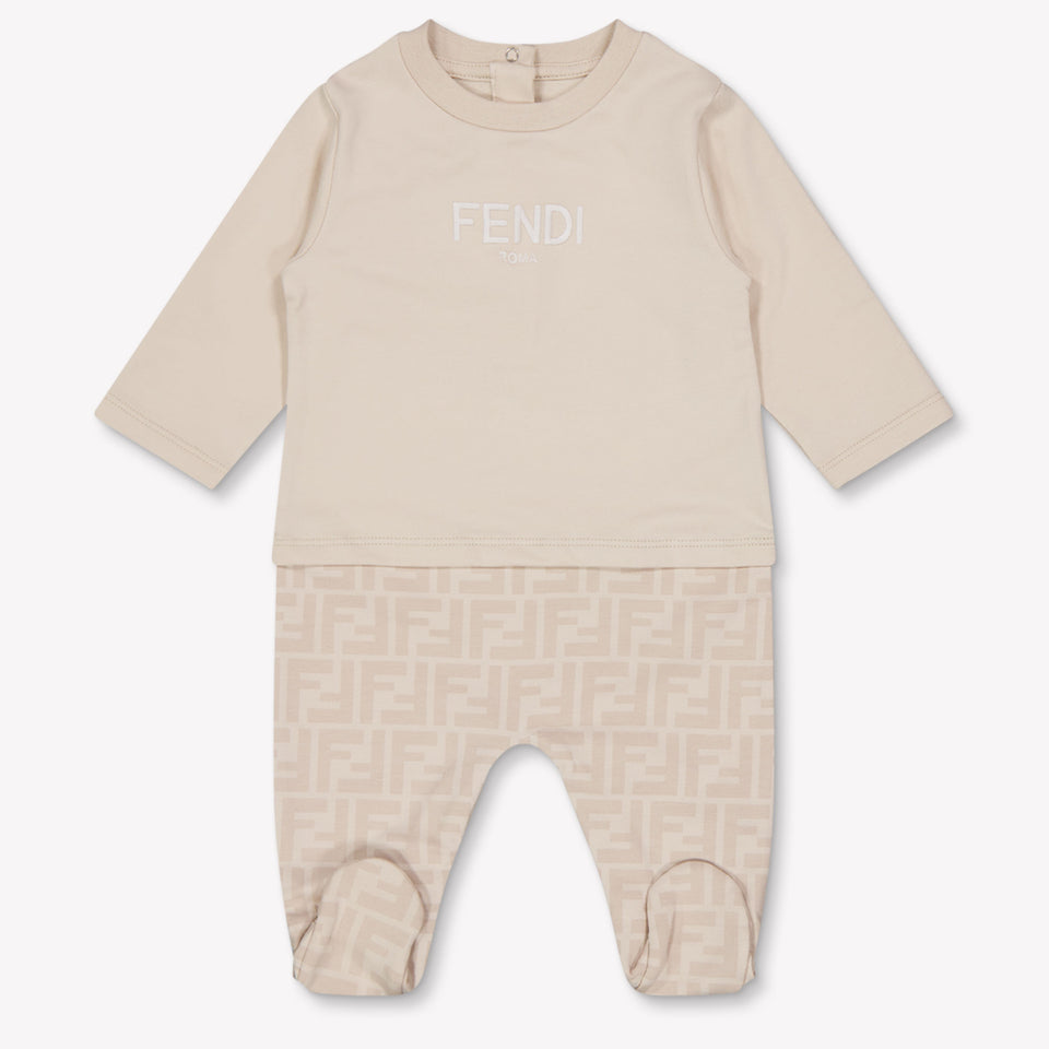Fendi Baby Unisex Playsuit In Beige