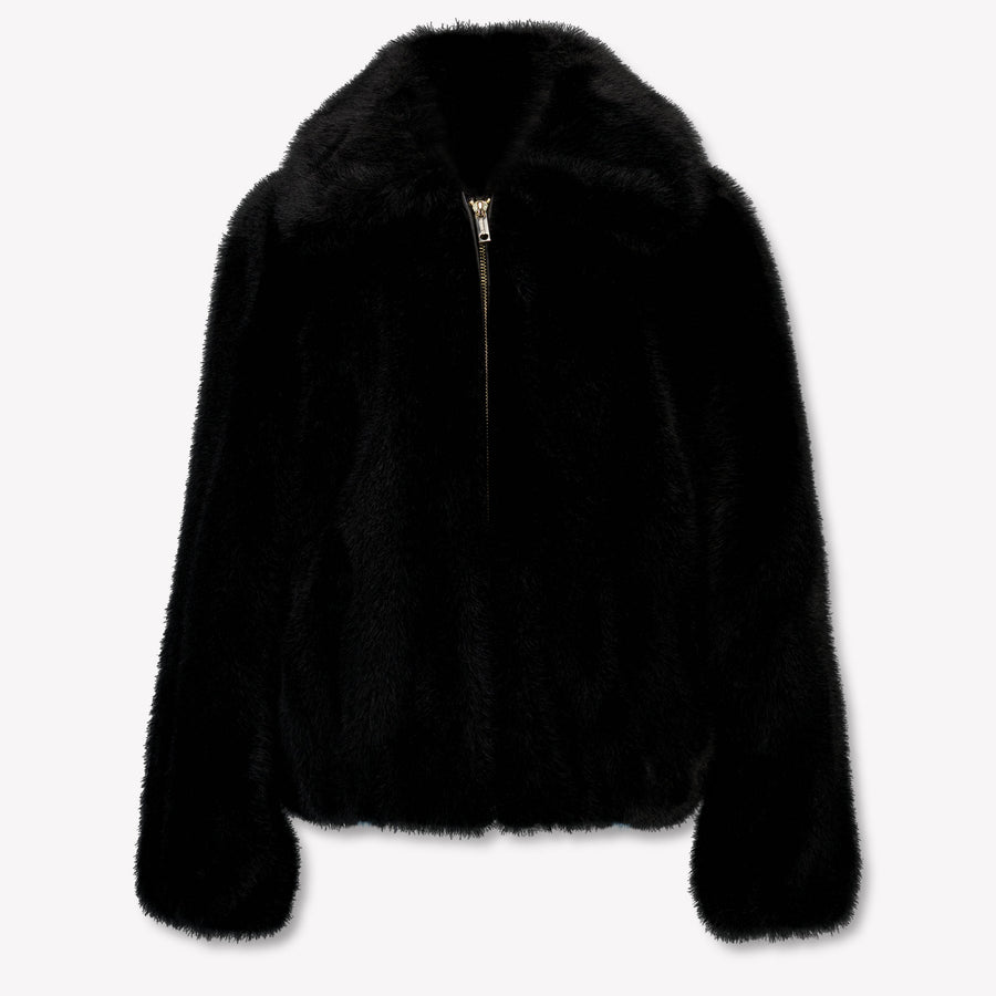 Twinset Girls Faux Fur Jacket in Black