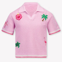MC2 Saint Barth Kids Girls Polo In Pink
