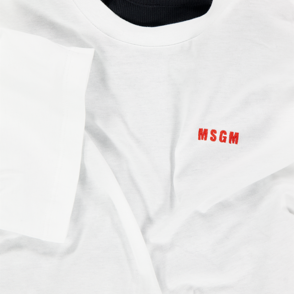 MSGM Kids Girls T-Shirt In White