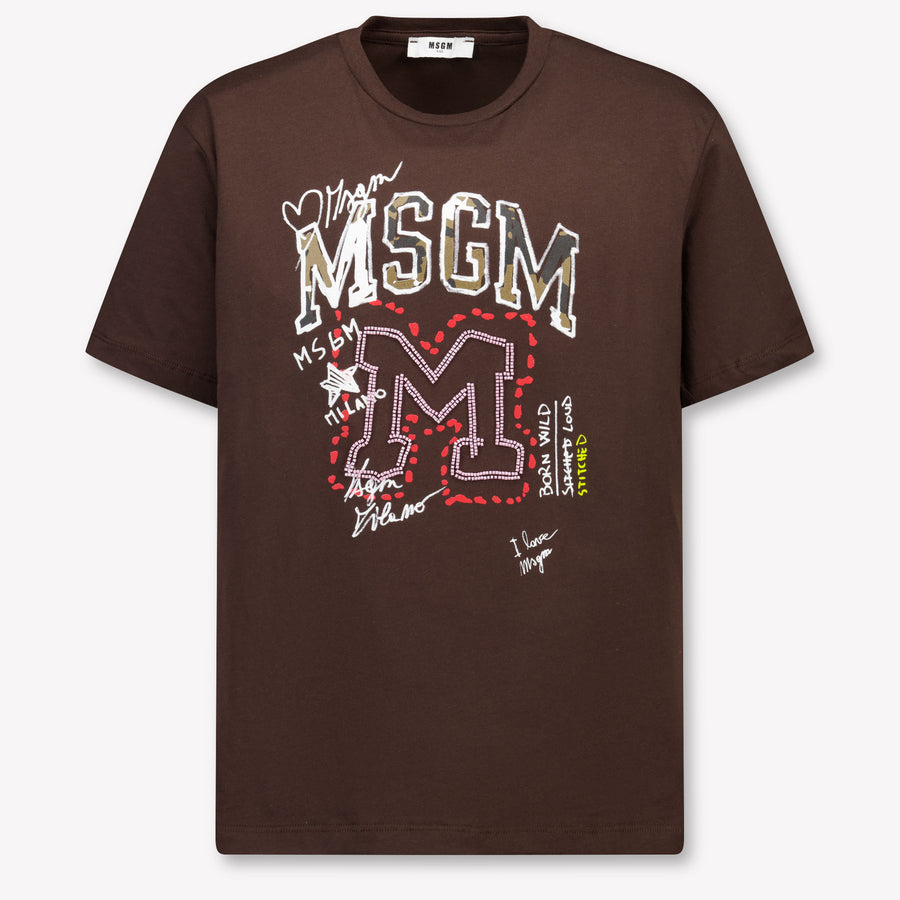 MSGM Girls T-Shirt in Brown