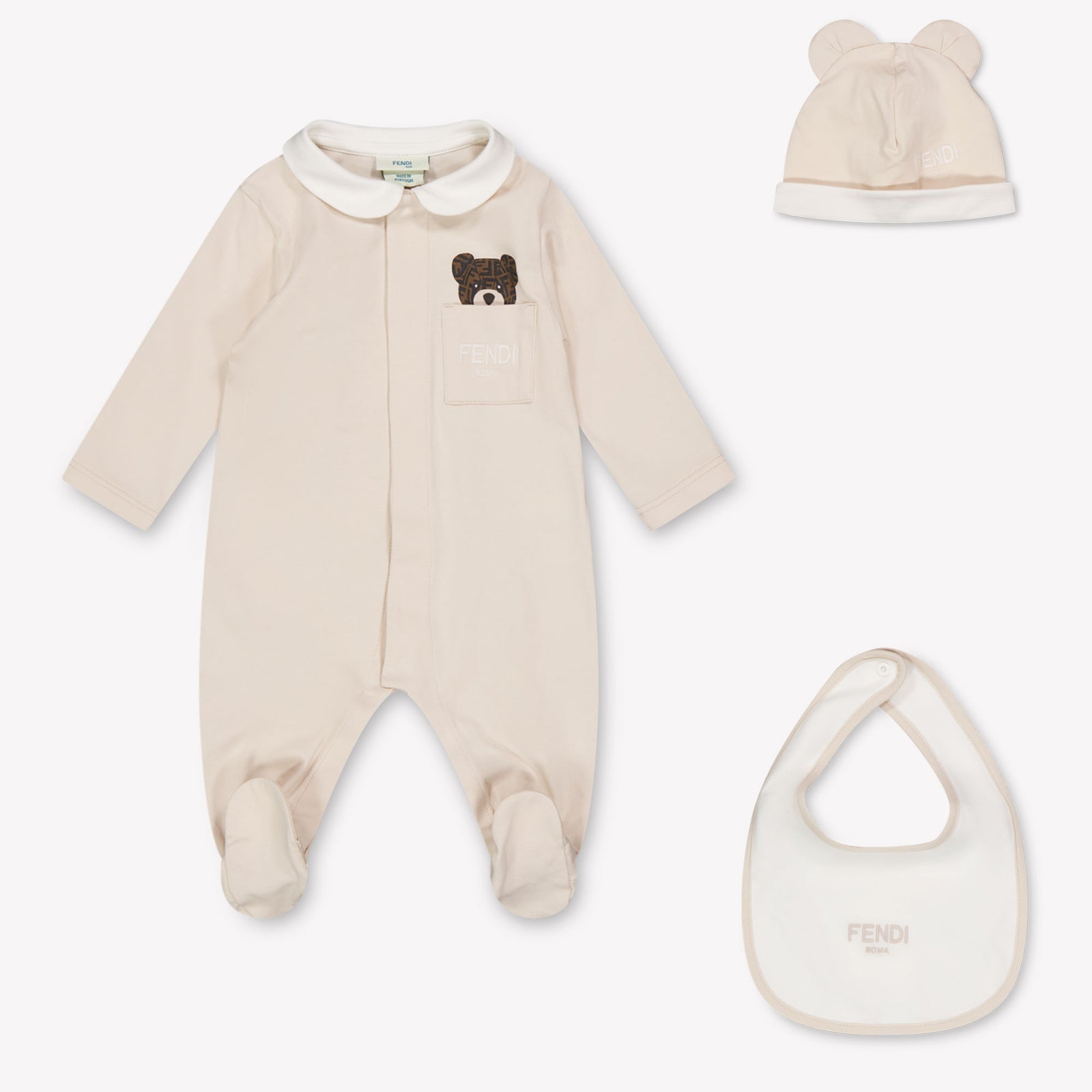 Fendi Baby Unisex Playsuit In Beige