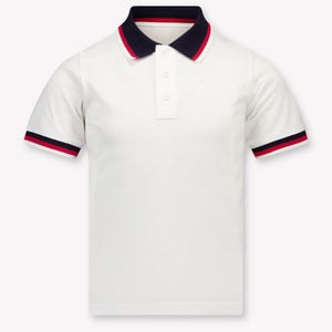 Moncler Kids Boys Polo In White