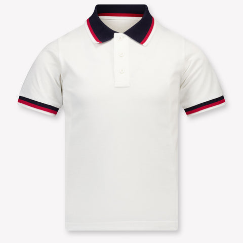 Moncler Kids Boys Polo In White