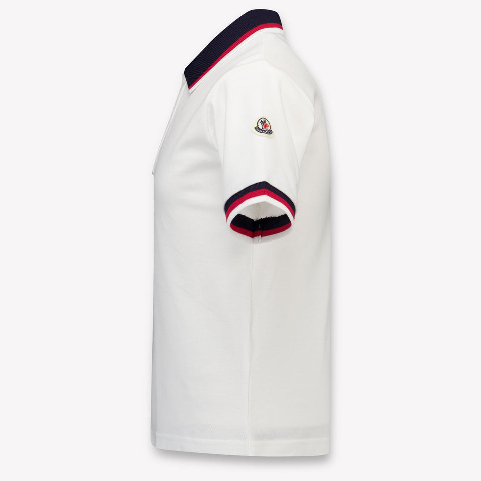 Moncler Kids Boys Polo In White