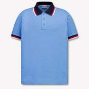 Moncler Kids Boys Polo In Light Blue