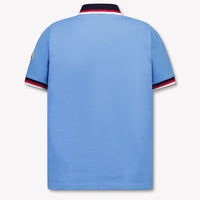 Moncler Kids Boys Polo In Light Blue