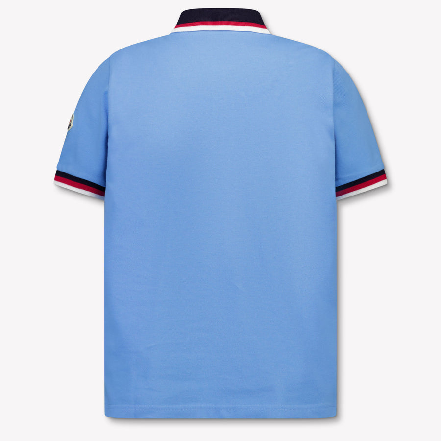 Moncler Kids Boys Polo In Light Blue