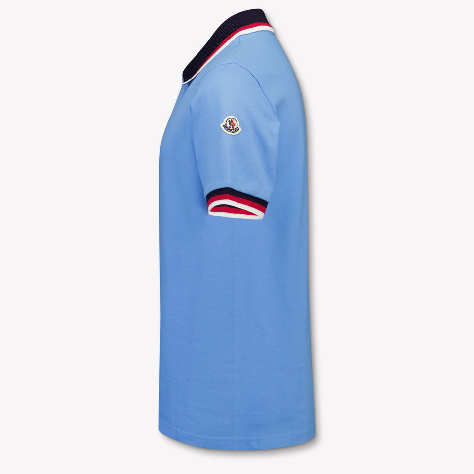 Moncler Kids Boys Polo In Light Blue