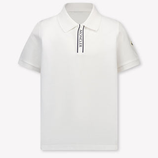 Moncler Kids Boys Polo In White