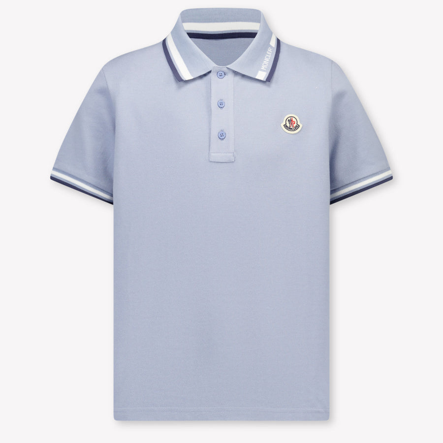 Moncler Kids Boys Polo In Light Blue