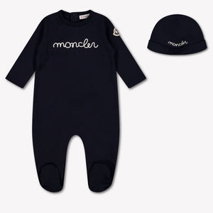Moncler Baby Unisex Playsuit In Navy