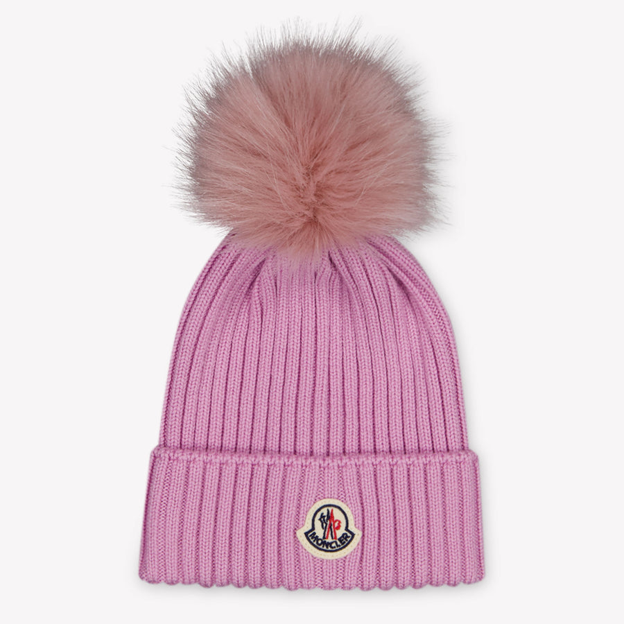 Moncler Girls Beanie in Light Pink