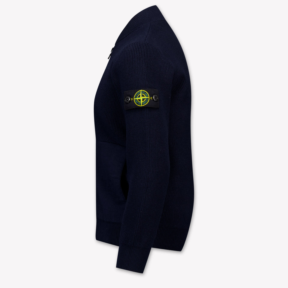 Stone Island Kids Boys Cardigan In Navy