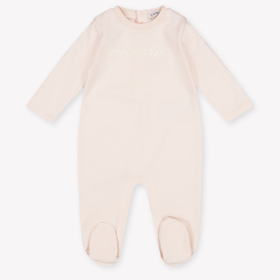 Moncler Baby Unisex Playsuit In Light Pink