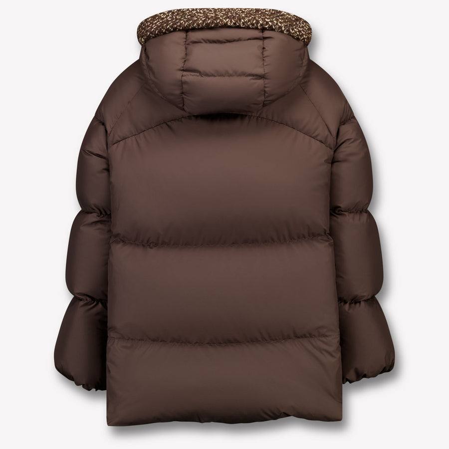 Moncler Duilla Kids Girls Winter Coat In Dark Brown