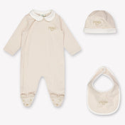 Fendi Baby Unisex Playsuit In Beige