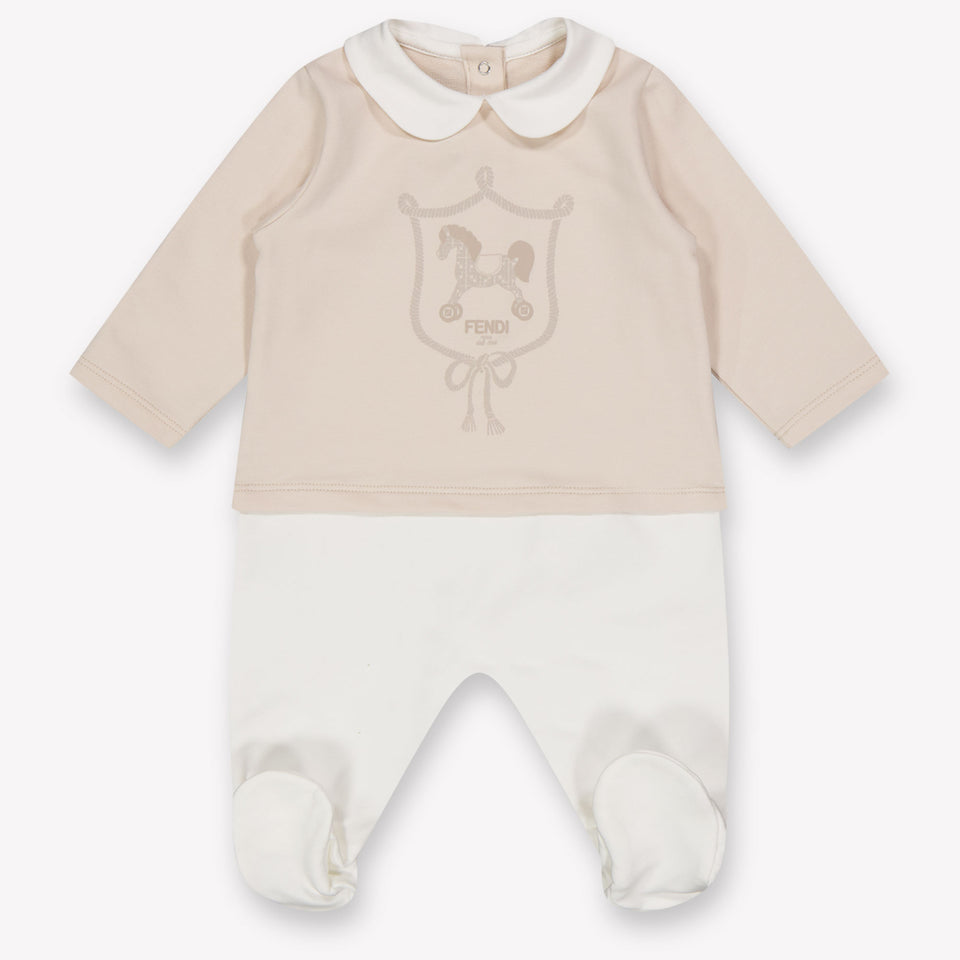 Fendi Baby Unisex Playsuit In Light Beige