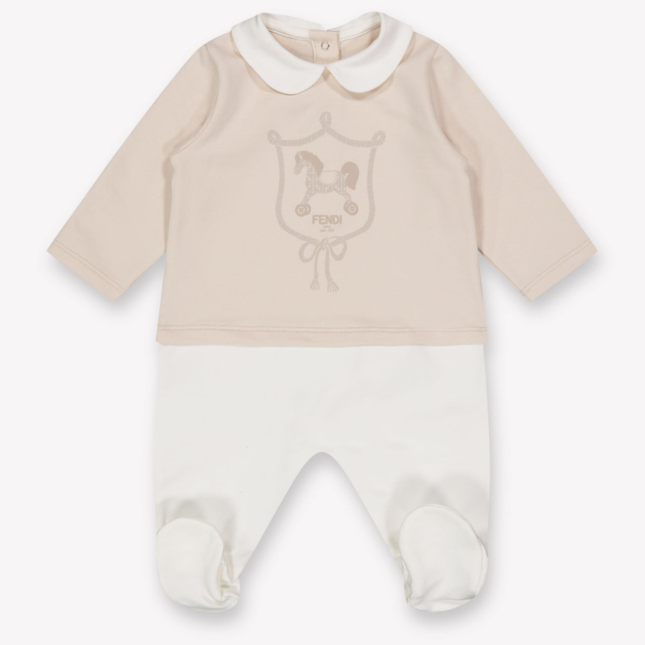 Fendi Baby Unisex Playsuit In Light Beige