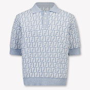 Fendi Kids Boys Polo In Light Blue
