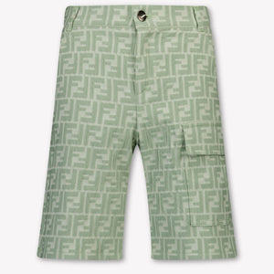 Fendi Kids Boys Pants In Light Green
