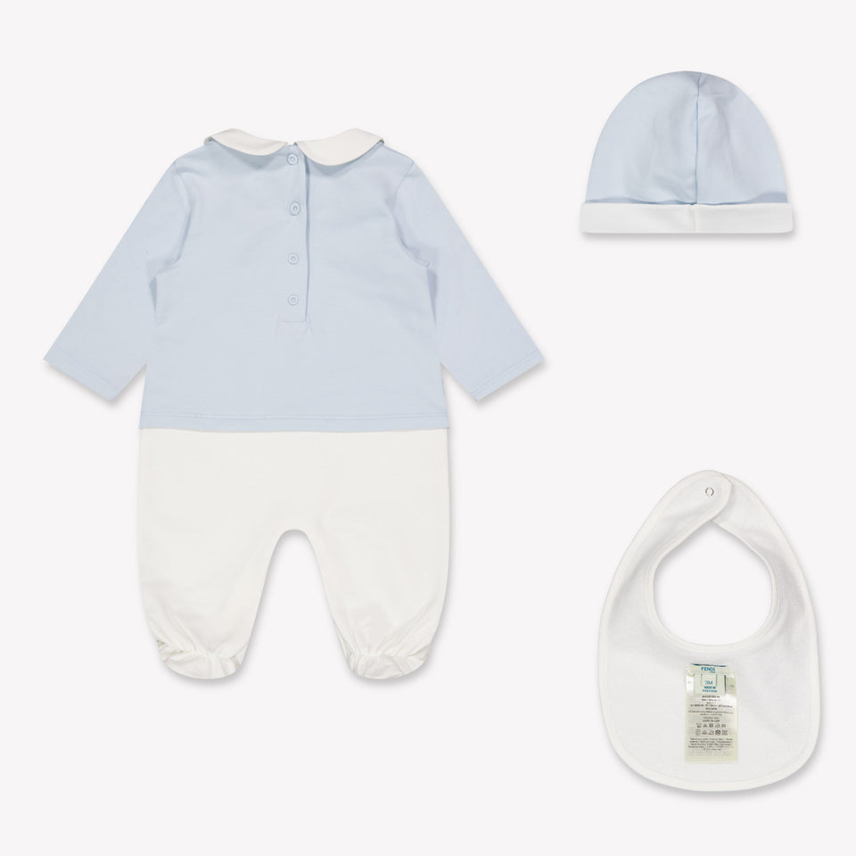 Fendi Baby Unisex Playsuit In Light Blue