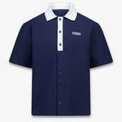 Fendi Kids Boys Polo In Navy