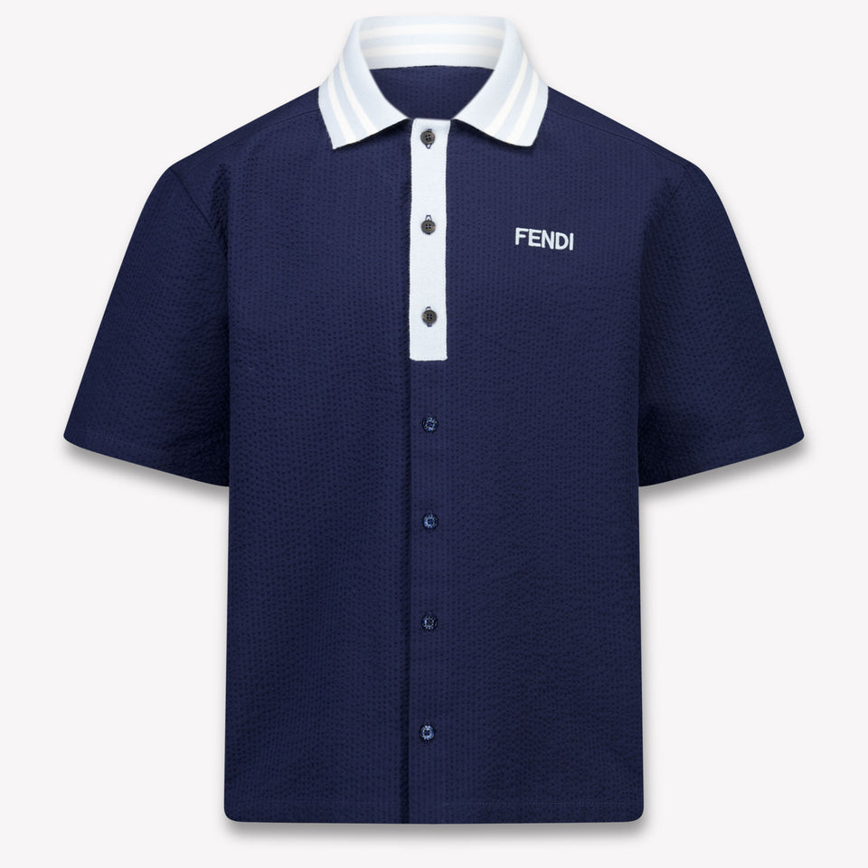 Fendi Kids Boys Polo In Navy