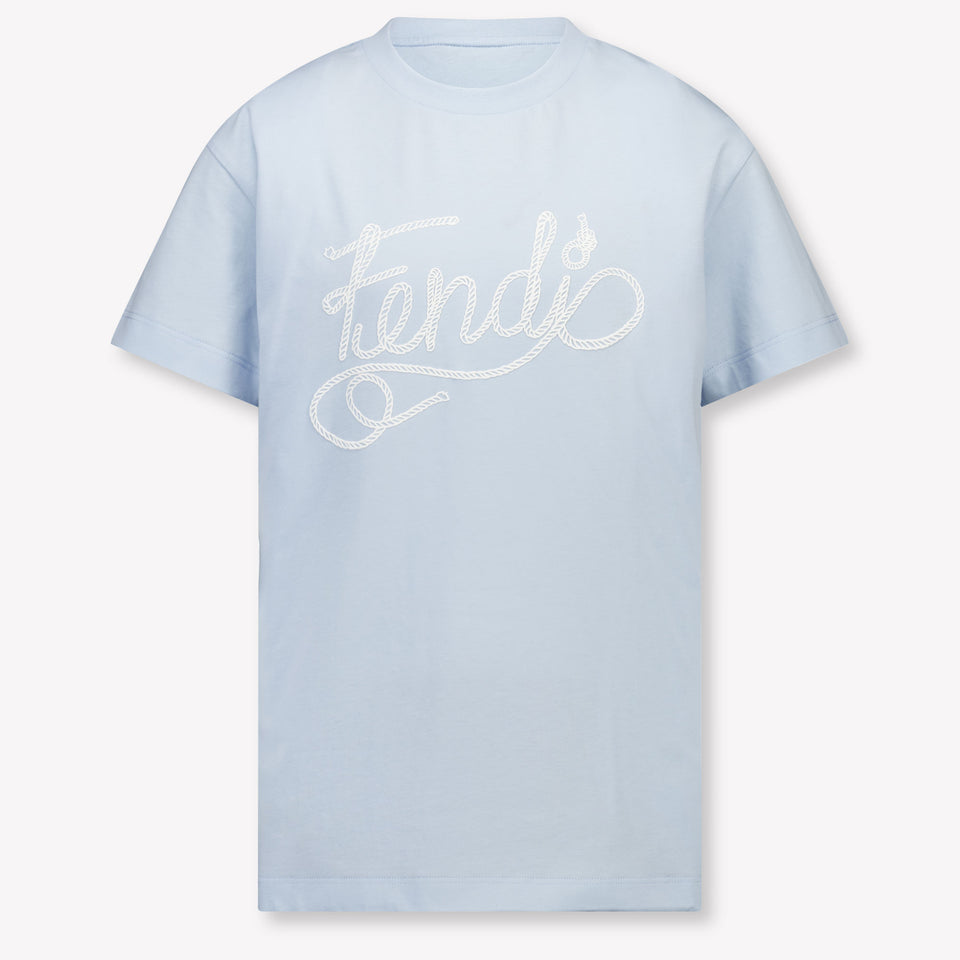 Fendi Kids Boys T-Shirt In Light Blue