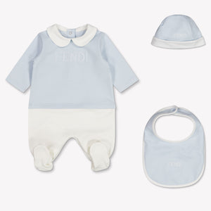 Fendi Baby Unisex Playsuit In Light Blue