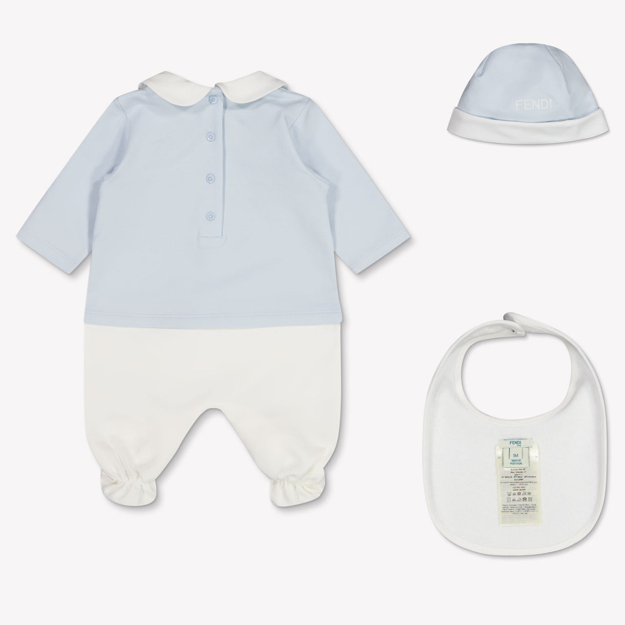 Fendi Baby Unisex Playsuit In Light Blue