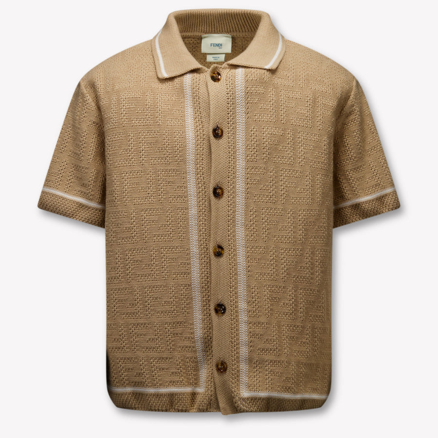 Fendi Boys Polo Shirt in Beige