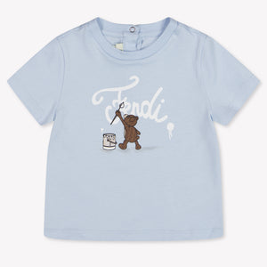 Fendi Baby Unisex T-Shirt In Light Blue