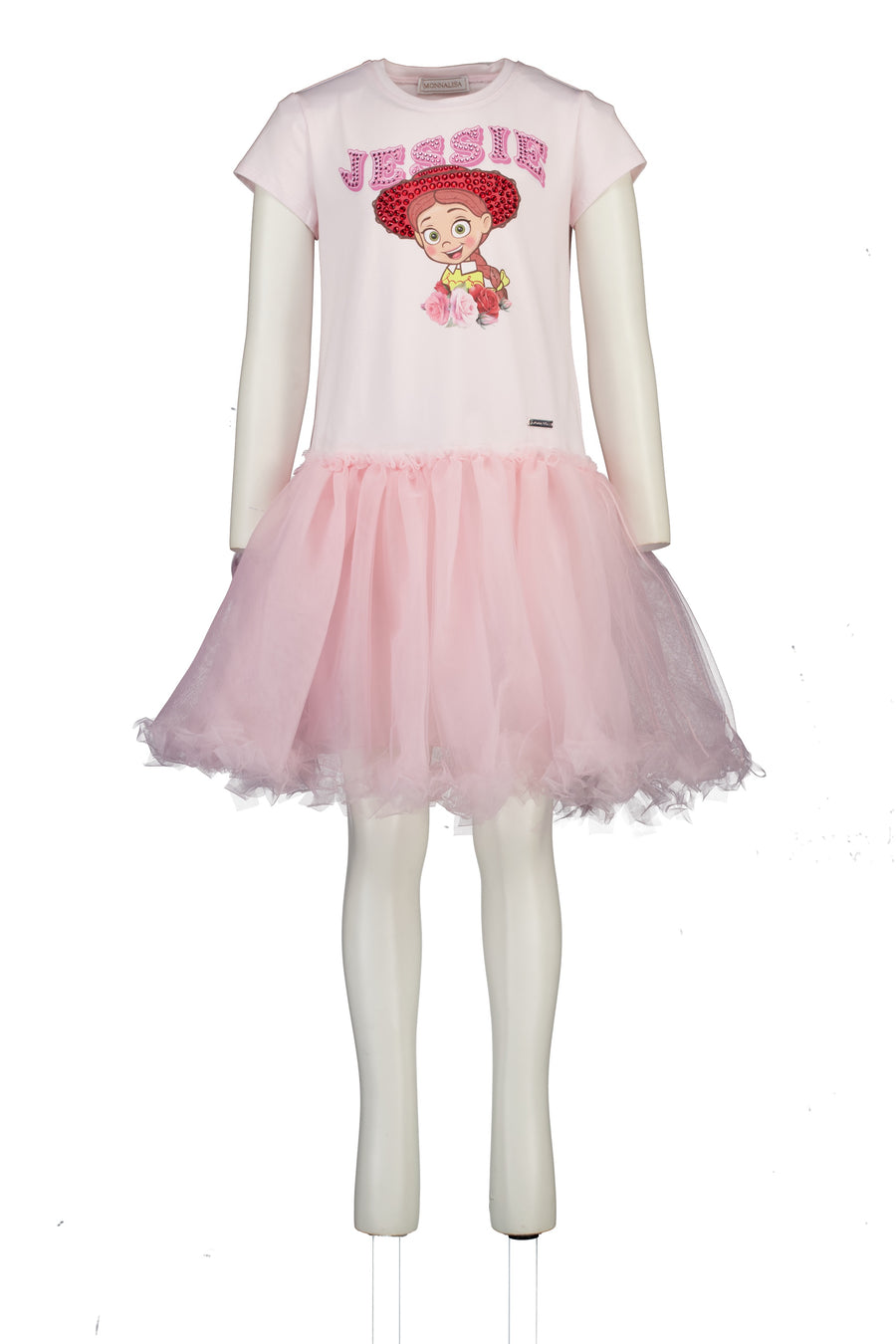 MonnaLisa Kinder Meisjes Jurk In Licht Roze