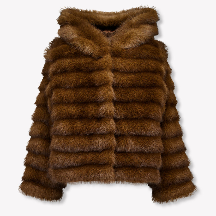 MonnaLisa Girls Faux Fur Jacket in Dark Brown
