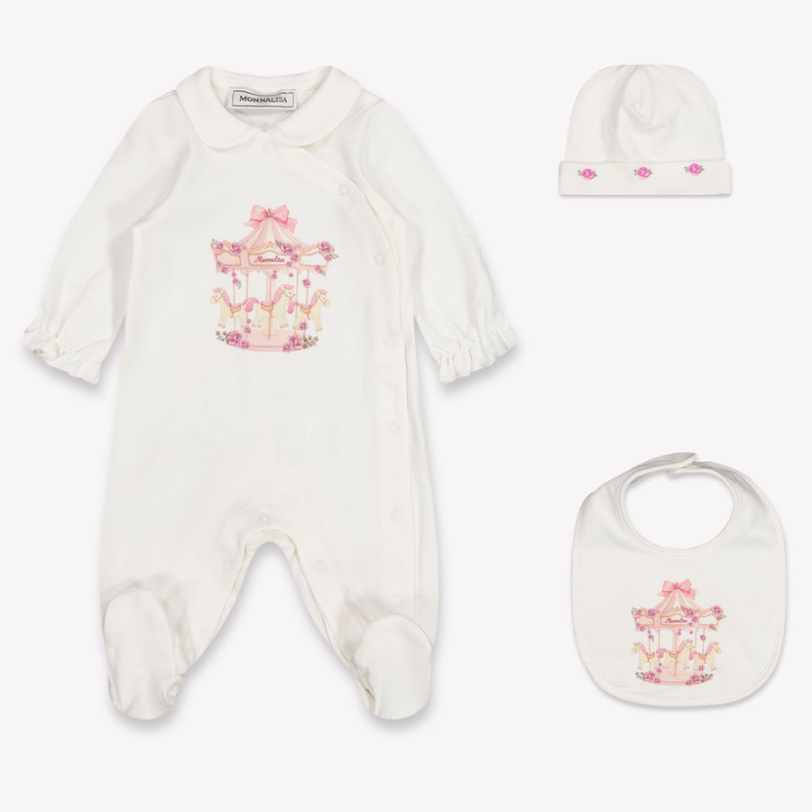 MonnaLisa Baby Girls Romper in Off-White