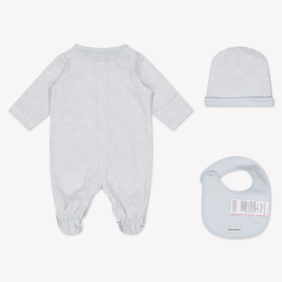 Armani Baby Unisex Playsuit In Light Blue