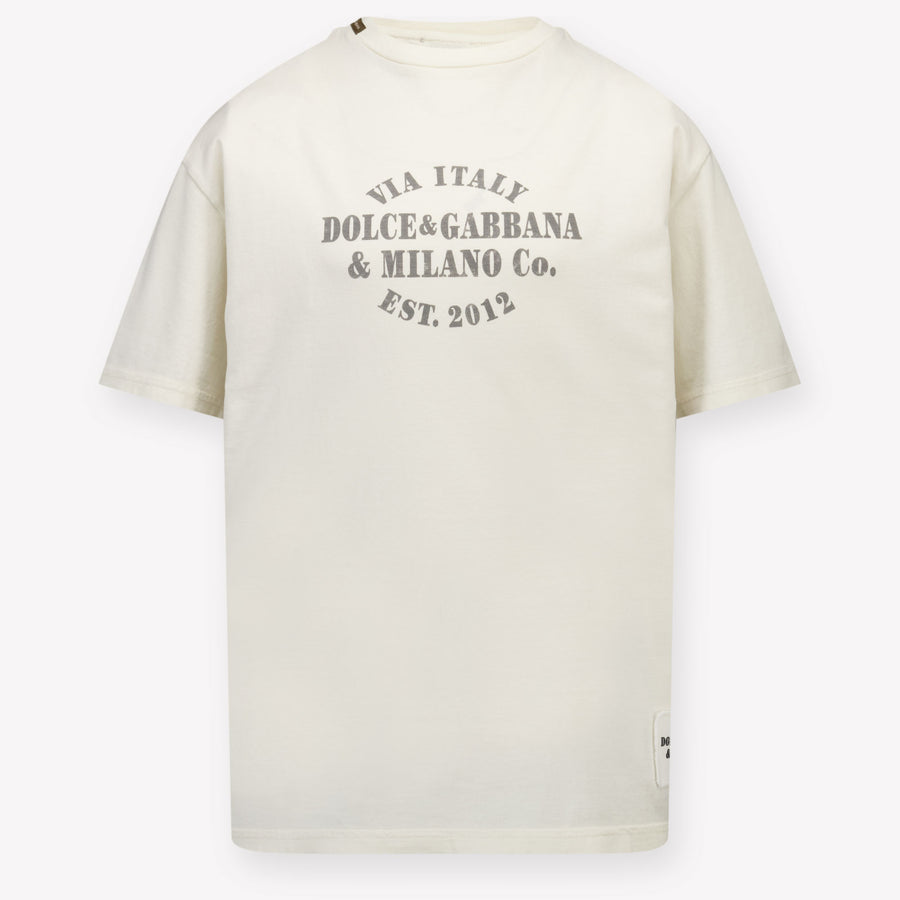 Dolce & Gabbana Kinder Jongens T-Shirt In Off White