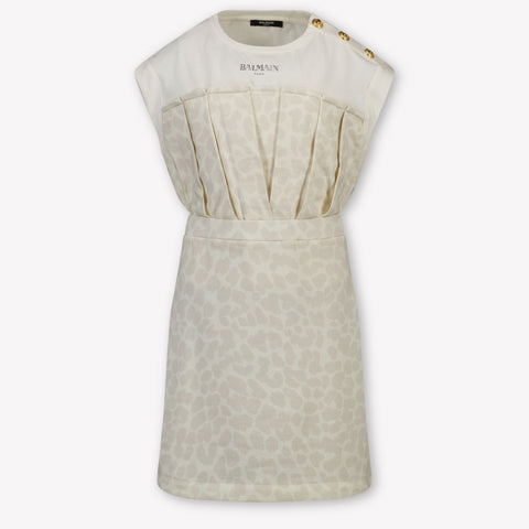Balmain Kids Girls Dress In OffWhite