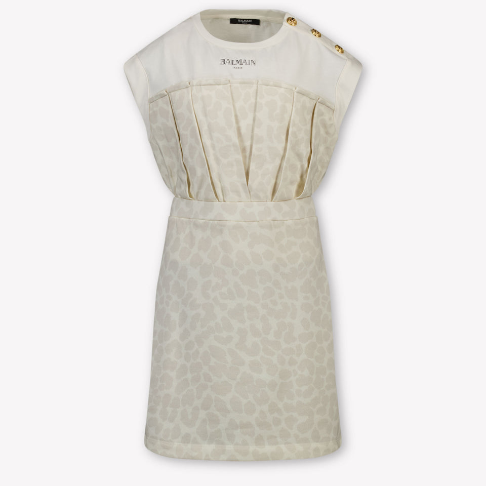 Balmain Kinder Meisjes Jurk In Off White